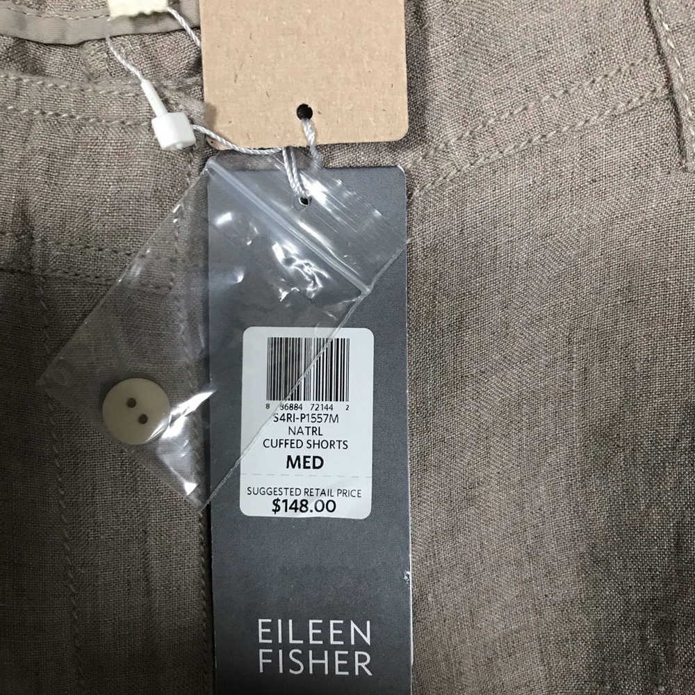 Eileen Fisher NWT 100% Linen cuffed Shorts- M - Picture 6 of 7